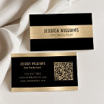 Personalisierter Eleganter Gold Black QR Code Visitenkarte<br><div class="desc">Diese Visitenkarte ist eine raffinierte und berufliche Wahl für jeden,  der einen bleibenden Eindruck machen möchte. Das Schwarz-Imitat-Farbschema in Metallic ist zeitlos und elegant,  und der QR-Code erlaubt Ihnen,  Ihre Kontaktdaten und Ihre Website mit potenziellen Kunden oder Kunden zu teilen.</div>