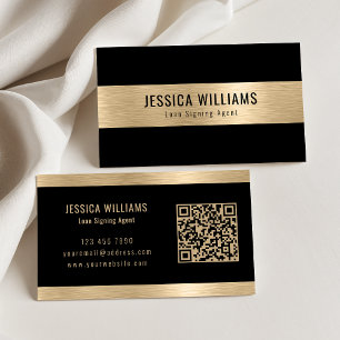 Personalisierter Eleganter Gold Black QR Code Visitenkarte