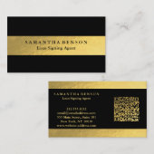 Personalisierter Eleganter Gold Black QR Code Visitenkarte (Vorne/Hinten)