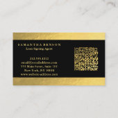 Personalisierter Eleganter Gold Black QR Code Visitenkarte (Rückseite)