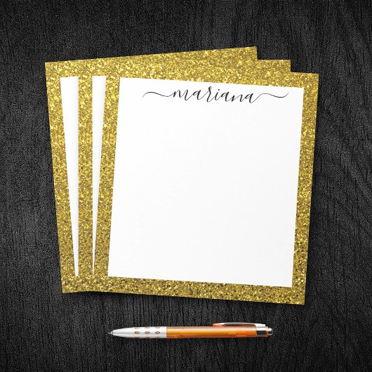 Personalisierter Eleganter Gold Glitter, Modern Mi Notizblock