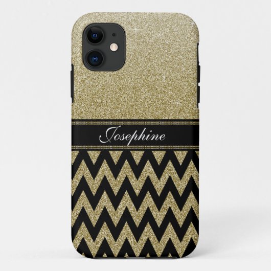 Personalisierter eleganter Goldgräber Glitzer Case-Mate iPhone Hülle (Rückseite)