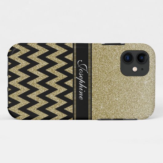 Personalisierter eleganter Goldgräber Glitzer Case-Mate iPhone Hülle (Rückseite (Horizontal))