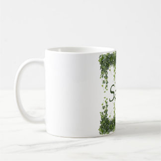 Personalisierter Eleganter Grüner Efeu Botanischer Kaffeetasse