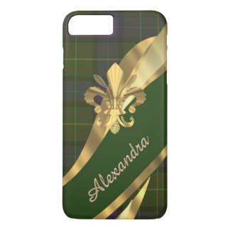 Personalisierter eleganter grüner Tartan kariert iPhone 8 Plus/7 Plus Hülle