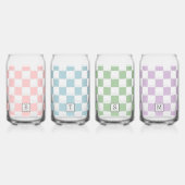 Personalisierter eleganter Karo Patten Vier Farben Dosenglas (Hinten)