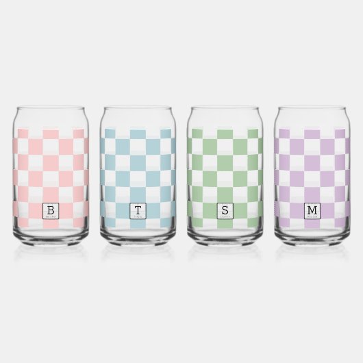 Personalisierter eleganter Karo Patten Vier Farben Dosenglas (Vorderseite)