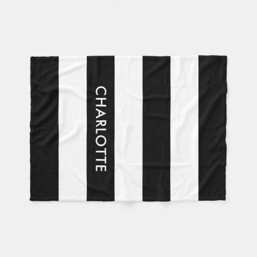 Personalisierter Eleganter Luxus Schwarz-Weiß Stre Fleecedecke (Vorderseite (Horizontal))