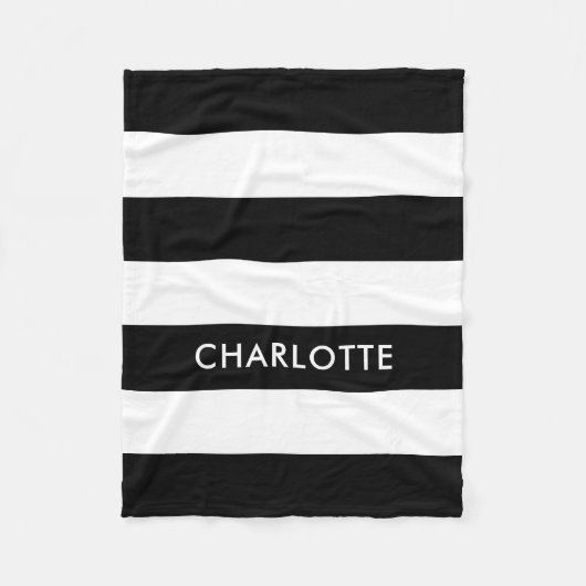Personalisierter Eleganter Luxus Schwarz-Weiß Stre Fleecedecke (Vorderseite)