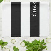 Personalisierter Eleganter Luxus Schwarz-Weiß Stre Handtuch (Gefaltet)