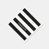 Personalisierter Eleganter Luxus Schwarz-Weiß Stre Serviette (Ecke)