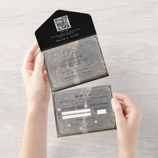 Personalisierter Eleganter Marmor All In One Einladung (Abreißen)