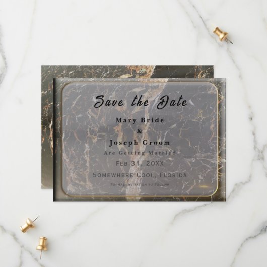 Personalisierter Eleganter Marmor Save The Date (Vorderseite/Rückseite Beispiel)