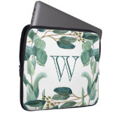 Personalisierter Eleganter Mit Monogramm Eukalyptu Laptopschutzhülle (Vorne Rechts)