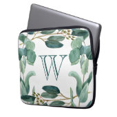 Personalisierter Eleganter Mit Monogramm Eukalyptu Laptopschutzhülle (Vorderseite Links)