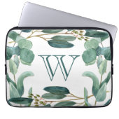 Personalisierter Eleganter Mit Monogramm Eukalyptu Laptopschutzhülle (Vorderseite)