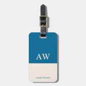 Personalisierter eleganter Monogramm-Ozean Gepäckanhänger (Vorderseite vertikal)