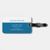 Personalisierter eleganter Monogramm-Ozean Gepäckanhänger (Rückseite horizontal)