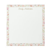 Personalisierter Eleganter Monogramm-Schöner Blume Notizblock (Vorderseite)