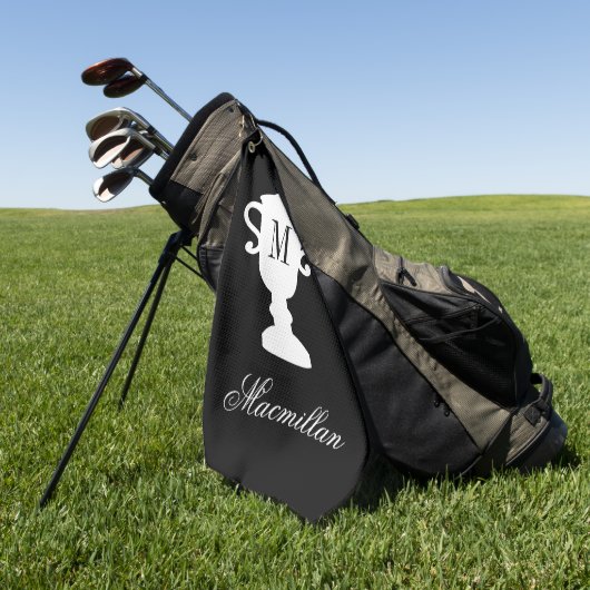 Personalisierter, eleganter Monogramm-Trophäe Golfhandtuch (Gras)