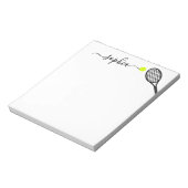 Personalisierter Eleganter Name Modernes Tennis Notizblock (Rotiert)