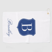 Personalisierter eleganter Name Monogramm blau und Golfhandtuch (Horizontal)