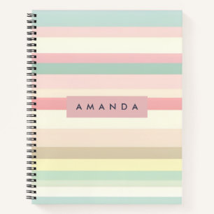 Personalisierter Eleganter Pastell-Macaron-Streife Notizblock