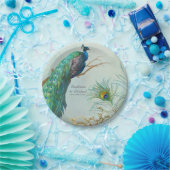 Personalisierter eleganter Pfau auf Pappteller (Party)