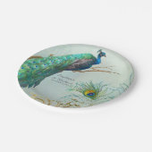 Personalisierter eleganter Pfau auf Pappteller (Schrägansicht)