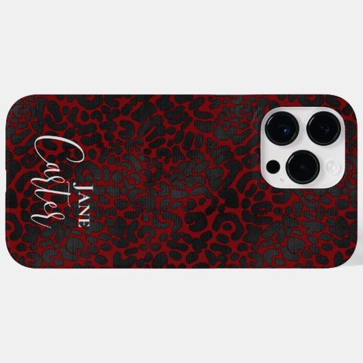 Personalisierter Eleganter Red Black Leopard Case-Mate iPhone Hülle (Rückseite (Horizontal))
