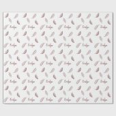 Personalisierter Eleganter Red Glitzer Feather Nam Geschenkpapier (Flach)