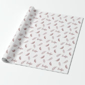 Personalisierter Eleganter Red Glitzer Feather Nam Geschenkpapier (Ungerollt)
