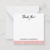 Personalisierter eleganter rosa Glitzer Vielen Dan Mitteilungskarte (Vorderseite)