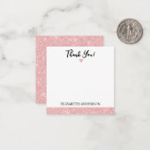 Personalisierter eleganter rosa Glitzer Vielen Dan Mitteilungskarte (Vorderseite/Rückseite Beispiel)
