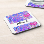 Personalisierter eleganter rosafarbener harter Unt Getränkeuntersetzer (Linke Seite)