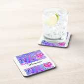 Personalisierter eleganter rosafarbener harter Unt Getränkeuntersetzer (Rechte Seite)