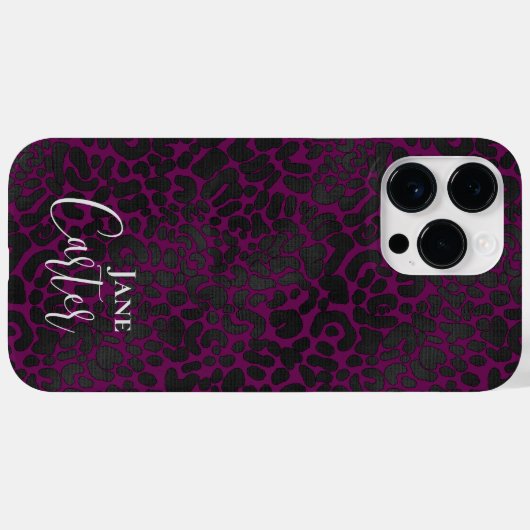 Personalisierter eleganter rosafarbener Leopard Case-Mate iPhone Hülle (Rückseite (Horizontal))