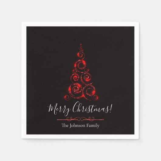 Personalisierter Eleganter Roter Glitzer Weihnacht Serviette (Vorderseite)