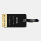 Personalisierter eleganter Schwarz-Gold-Monogramm- Gepäckanhänger (Rückseite horizontal)