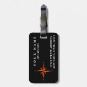 Personalisierter | eleganter schwarzer gepäckanhänger (Rückseite vertikal)
