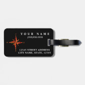 Personalisierter | eleganter schwarzer gepäckanhänger (Rückseite horizontal)