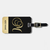 Personalisierter eleganter schwarzer gepäckanhänger (Vorderseite horizontal)
