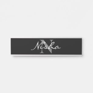 Personalisierter eleganter schwarzer weißer Monogr Türschild