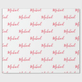 Personalisierter eleganter Skriptname Rot Geschenkpapier (Flach)
