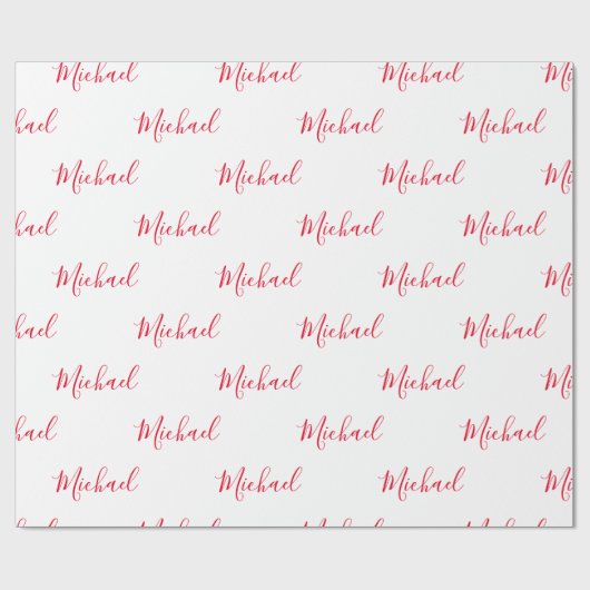 Personalisierter eleganter Skriptname Rot Geschenkpapier (Flach)