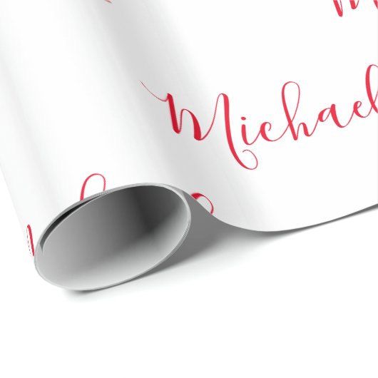 Personalisierter eleganter Skriptname Rot Geschenkpapier (Rolleneckpunkt)