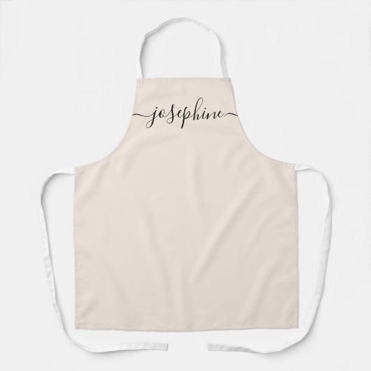 Personalisierter, eleganter Skriptname, weich beig Schürze (Vorderseite)