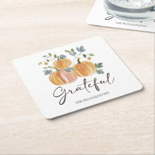 Personalisierter eleganter Thanksgiving-Kürbis dan Rechteckiger Pappuntersetzer