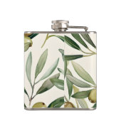 Personalisierter Eleganter Wasserfarben Olivenzwei Flachmann (Rückseite)