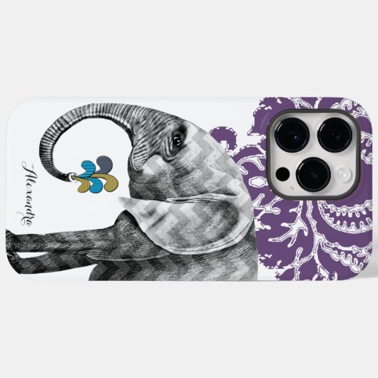 Personalisierter Elephant Damask iPhone 7 Fall Case-Mate iPhone Hülle (Rückseite (Horizontal))